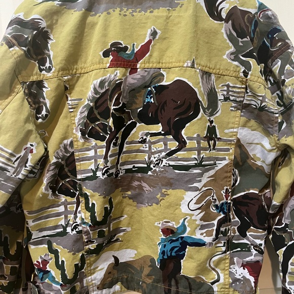 Desert Diva Western Rodeo Cowboy Print Jacket Sz XL greenish yellow - Picture 8 of 9